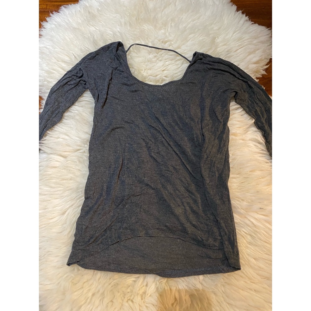 Charlotte Russe - Plain Grey Quarter Sleeve Top